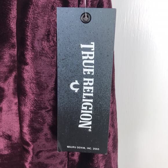 NWT True Religion Velvet Camisole Spaghetti Strap Tank Top V-Neck Merlot Medium - Picture 4 of 8